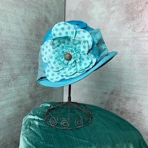 Custom Turquoise wool felt cloche hat
